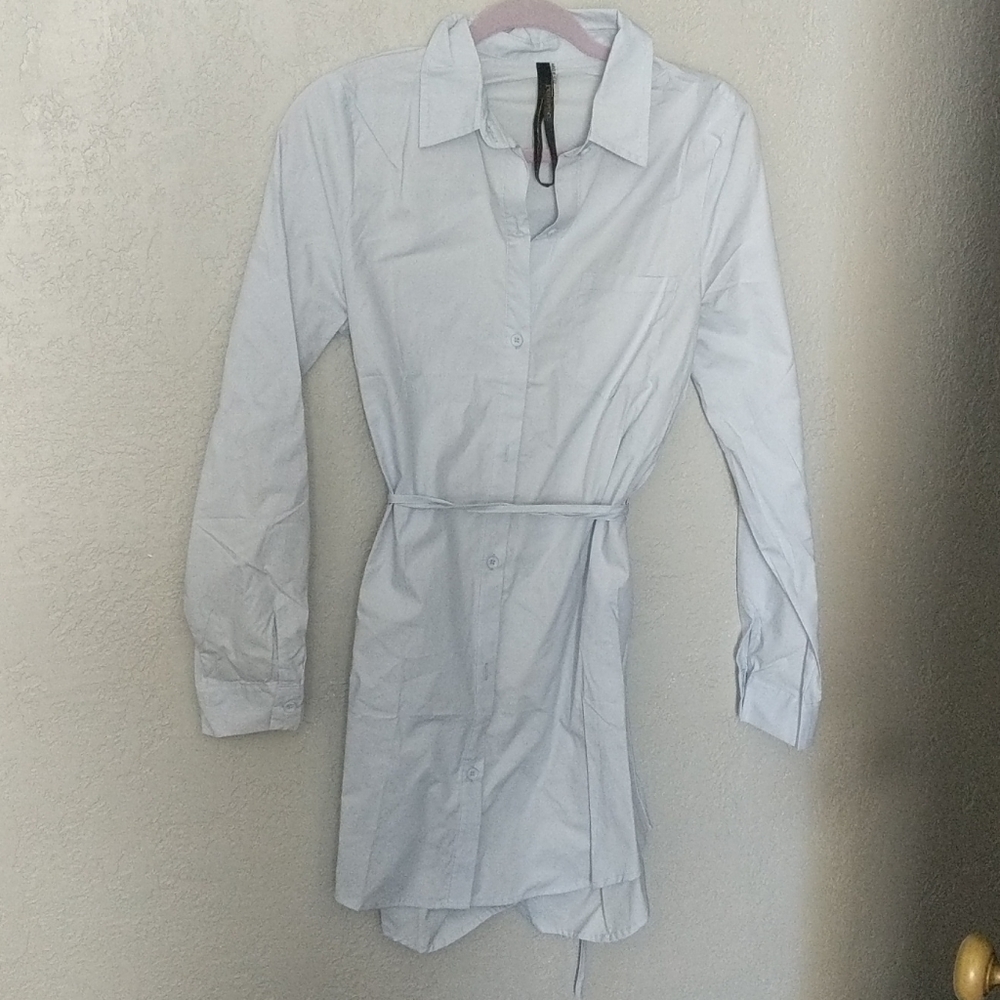 Baby Blue button down shirt dress